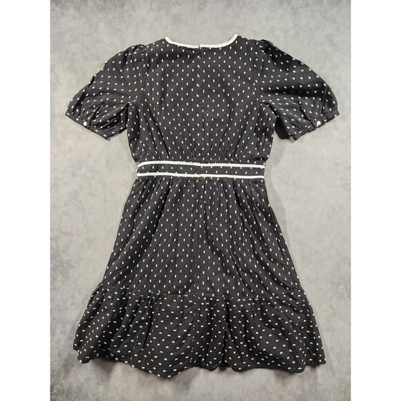 LOFT Womens Flounce Dress Swiss Dot Print Short Sleeve Back Zip Size 0 NEW NWT - Picture 9 of 10